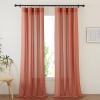 imageNICETOWN Sheer Linen Curtains 96 Inch Length for Bedroom Living Room 2 Panels Ivory Rod Pocket amp Back Tab Semi Sheer Drapes Privacy Semitransparent Farmhouse Window Treatment W52 x L96Burnt Orange