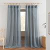 imageNICETOWN Sheer Linen Curtains 96 Inch Length for Bedroom Living Room 2 Panels Ivory Rod Pocket amp Back Tab Semi Sheer Drapes Privacy Semitransparent Farmhouse Window Treatment W52 x L96Smoke Blue