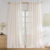 imageNICETOWN Sheer Linen Curtains 96 Inch Length for Bedroom Living Room 2 Panels Ivory Rod Pocket amp Back Tab Semi Sheer Drapes Privacy Semitransparent Farmhouse Window Treatment W52 x L96Linen Ivory