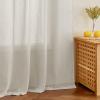 imageNICETOWN Sheer Linen Curtains 96 Inch Length for Bedroom Living Room 2 Panels Ivory Rod Pocket amp Back Tab Semi Sheer Drapes Privacy Semitransparent Farmhouse Window Treatment W52 x L96Natural