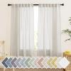 imageNICETOWN Sheer Linen Curtains 96 Inch Length for Bedroom Living Room 2 Panels Ivory Rod Pocket amp Back Tab Semi Sheer Drapes Privacy Semitransparent Farmhouse Window Treatment W52 x L96Natural