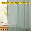 imageNICETOWN Sheer Linen Curtains 96 Inch Length for Bedroom Living Room 2 Panels Ivory Rod Pocket amp Back Tab Semi Sheer Drapes Privacy Semitransparent Farmhouse Window Treatment W52 x L96Olive Green