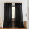 imageNICETOWN Sheer Linen Curtains 96 Inch Length for Bedroom Living Room 2 Panels Ivory Rod Pocket amp Back Tab Semi Sheer Drapes Privacy Semitransparent Farmhouse Window Treatment W52 x L96Black