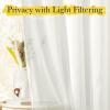 imageNICETOWN Sheer Linen Curtains 96 Inch Length for Bedroom Living Room 2 Panels Ivory Rod Pocket amp Back Tab Semi Sheer Drapes Privacy Semitransparent Farmhouse Window Treatment W52 x L96Ivory