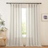 imageNICETOWN Sheer Linen Curtains 96 Inch Length for Bedroom Living Room 2 Panels Ivory Rod Pocket amp Back Tab Semi Sheer Drapes Privacy Semitransparent Farmhouse Window Treatment W52 x L96Natural