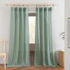 imageNICETOWN Sheer Linen Curtains 96 Inch Length for Bedroom Living Room 2 Panels Ivory Rod Pocket amp Back Tab Semi Sheer Drapes Privacy Semitransparent Farmhouse Window Treatment W52 x L96Olive Green