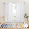 imageNICETOWN Sheer Linen Curtains 96 Inch Length for Bedroom Living Room 2 Panels Ivory Rod Pocket amp Back Tab Semi Sheer Drapes Privacy Semitransparent Farmhouse Window Treatment W52 x L96White