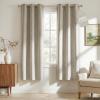 imageNICETOWN 100 Blackout Linen Beige Curtains 84 inches Long for Living Room White Liner Composite Grommet Bedroom Thermal Drapes Casual Home Decor Window Treatments 2 Panels W52 x L84Beige