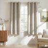 imageNICETOWN 100 Blackout Linen Beige Curtains 84 inches Long for Living Room White Liner Composite Grommet Bedroom Thermal Drapes Casual Home Decor Window Treatments 2 Panels W52 x L84Beige