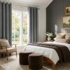 imageNICETOWN 100 Blackout Linen Beige Curtains 84 inches Long for Living Room White Liner Composite Grommet Bedroom Thermal Drapes Casual Home Decor Window Treatments 2 Panels W52 x L84Grey