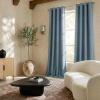 imageNICETOWN 100 Blackout Linen Beige Curtains 84 inches Long for Living Room White Liner Composite Grommet Bedroom Thermal Drapes Casual Home Decor Window Treatments 2 Panels W52 x L84Stone Blue