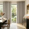 imageNICETOWN 100 Blackout Linen Beige Curtains 84 inches Long for Living Room White Liner Composite Grommet Bedroom Thermal Drapes Casual Home Decor Window Treatments 2 Panels W52 x L84Beige