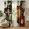 imageNICETOWN Boho Floral Curtains 100 Blackout for Living Room Bedroom 96 Inches Long Vintage Flower Drapes Thermal Insulated Soundproof Mid Century Botanica Grommet Window Treatment 52 W 2 PanelsBlack Boho Floral