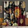 imageNICETOWN Boho Floral Curtains 100 Blackout for Living Room Bedroom 96 Inches Long Vintage Flower Drapes Thermal Insulated Soundproof Mid Century Botanica Grommet Window Treatment 52 W 2 PanelsBlack Boho Floral