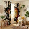 imageNICETOWN Boho Floral Curtains 100 Blackout for Living Room Bedroom 96 Inches Long Vintage Flower Drapes Thermal Insulated Soundproof Mid Century Botanica Grommet Window Treatment 52 W 2 PanelsBlack Boho Floral