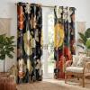 imageNICETOWN Boho Floral Curtains 100 Blackout for Living Room Bedroom 96 Inches Long Vintage Flower Drapes Thermal Insulated Soundproof Mid Century Botanica Grommet Window Treatment 52 W 2 PanelsNavy Blue Boho Floral