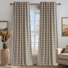 imageNICETOWN Buffalo Plaid Full Blackout Linen Curtain Panels 84 Inches Length Moss Green Farmhouse Window Treatment Thermal Insulated Drapes for Bedroom Living Room Rod Pocket Back Tab 52 W x 84 LGrid Pattern  Light Greige
