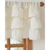 imageNICETOWN Farmhouse Valance Curtains 20 Inches Long for Kitchen amp Bathroom ThreeTiered Ruffle Valance Curtains Satin Texture Light Filtering Window Coverings 52 WBeige Linen