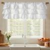 imageNICETOWN Farmhouse Valance Curtains 20 Inches Long for Kitchen amp Bathroom ThreeTiered Ruffle Valance Curtains Satin Texture Light Filtering Window Coverings 52 WWhite