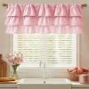 imageNICETOWN Farmhouse Valance Curtains 20 Inches Long for Kitchen amp Bathroom ThreeTiered Ruffle Valance Curtains Satin Texture Light Filtering Window Coverings 52 WPink