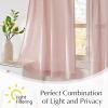 imageNICETOWN Natural Pinch Pleated Linen Kitchen Curtains 36 Inches Long 2 Panels Set Farmhouse Light Filtering Short Curtains for Cafe Bar Living Room Bedroom Window 40 W x 36 LLight Pink