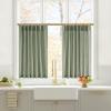imageNICETOWN Natural Pinch Pleated Linen Kitchen Curtains 36 Inches Long 2 Panels Set Farmhouse Light Filtering Short Curtains for Cafe Bar Living Room Bedroom Window 40 W x 36 LSage Green