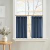 imageNICETOWN Natural Pinch Pleated Linen Kitchen Curtains 36 Inches Long 2 Panels Set Farmhouse Light Filtering Short Curtains for Cafe Bar Living Room Bedroom Window 40 W x 36 LNavy Blue