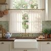 imageNICETOWN Natural Pinch Pleated Linen Kitchen Curtains 36 Inches Long 2 Panels Set Farmhouse Light Filtering Short Curtains for Cafe Bar Living Room Bedroom Window 40 W x 36 LNatural