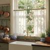 imageNICETOWN Natural Pinch Pleated Linen Kitchen Curtains 36 Inches Long 2 Panels Set Farmhouse Light Filtering Short Curtains for Cafe Bar Living Room Bedroom Window 40 W x 36 LNatural