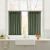 imageNICETOWN Natural Pinch Pleated Linen Kitchen Curtains 36 Inches Long 2 Panels Set Farmhouse Light Filtering Short Curtains for Cafe Bar Living Room Bedroom Window 40 W x 36 LForest Green