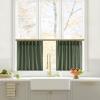 imageNICETOWN Natural Pinch Pleated Linen Kitchen Curtains 36 Inches Long 2 Panels Set Farmhouse Light Filtering Short Curtains for Cafe Bar Living Room Bedroom Window 40 W x 36 LForest Green