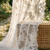 imageNICETOWN Outdoor Sheer Curtains for Patio Waterproof White Lace Drapes for Porch Pergola Gazebo Chic Decor with Lily of the Valley Striped Wave Edge Rod Pocket Top 2 Panels W54 x L84 inIvory White