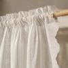 imageNICETOWN Outdoor Sheer Curtains for Patio Waterproof White Lace Drapes for Porch Pergola Gazebo Chic Decor with Lily of the Valley Striped Wave Edge Rod Pocket Top 2 Panels W54 x L84 inIvory White