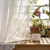 imageNICETOWN Outdoor Sheer Curtains for Patio Waterproof White Lace Drapes for Porch Pergola Gazebo Chic Decor with Lily of the Valley Striped Wave Edge Rod Pocket Top 2 Panels W54 x L84 inIvory White