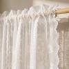 imageNICETOWN Outdoor Sheer Curtains for Patio Waterproof White Lace Drapes for Porch Pergola Gazebo Chic Decor with Lily of the Valley Striped Wave Edge Rod Pocket Top 2 Panels W54 x L84 inIvory White