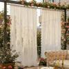 imageNICETOWN Outdoor Sheer Curtains for Patio Waterproof White Lace Drapes for Porch Pergola Gazebo Chic Decor with Lily of the Valley Striped Wave Edge Rod Pocket Top 2 Panels W54 x L84 inIvory White