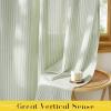 imageNICETOWN Pink Linen Curtains for Girls Room Tie Top Stripe Pattern Light Filtering Semi Sheer Window Treatments DIY Crafted Privacy for Bedroom W52 x L84 2 PanelsStriped Sage Green