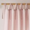imageNICETOWN Pink Linen Curtains for Girls Room Tie Top Stripe Pattern Light Filtering Semi Sheer Window Treatments DIY Crafted Privacy for Bedroom W52 x L84 2 PanelsPink
