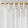 imageNICETOWN Pink Linen Curtains for Girls Room Tie Top Stripe Pattern Light Filtering Semi Sheer Window Treatments DIY Crafted Privacy for Bedroom W52 x L84 2 PanelsWhite