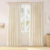 imageNICETOWN Pink Linen Curtains for Girls Room Tie Top Stripe Pattern Light Filtering Semi Sheer Window Treatments DIY Crafted Privacy for Bedroom W52 x L84 2 PanelsStriped Cream Yellow