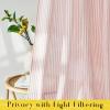 imageNICETOWN Pink Linen Curtains for Girls Room Tie Top Stripe Pattern Light Filtering Semi Sheer Window Treatments DIY Crafted Privacy for Bedroom W52 x L84 2 PanelsStriped Pink