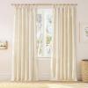 imageNICETOWN Pink Linen Curtains for Girls Room Tie Top Stripe Pattern Light Filtering Semi Sheer Window Treatments DIY Crafted Privacy for Bedroom W52 x L84 2 PanelsStriped Cream Yellow