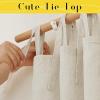 imageNICETOWN Pink Linen Curtains for Girls Room Tie Top Stripe Pattern Light Filtering Semi Sheer Window Treatments DIY Crafted Privacy for Bedroom W52 x L84 2 PanelsNatural