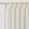 imageNICETOWN Pink Linen Curtains for Girls Room Tie Top Stripe Pattern Light Filtering Semi Sheer Window Treatments DIY Crafted Privacy for Bedroom W52 x L84 2 PanelsOff White
