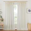 imageNICETOWN Pink Linen Curtains for Girls Room Tie Top Stripe Pattern Light Filtering Semi Sheer Window Treatments DIY Crafted Privacy for Bedroom W52 x L84 2 PanelsOff White