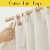 imageNICETOWN Pink Linen Curtains for Girls Room Tie Top Stripe Pattern Light Filtering Semi Sheer Window Treatments DIY Crafted Privacy for Bedroom W52 x L84 2 PanelsOff White