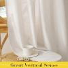imageNICETOWN Pink Linen Curtains for Girls Room Tie Top Stripe Pattern Light Filtering Semi Sheer Window Treatments DIY Crafted Privacy for Bedroom W52 x L84 2 PanelsCream