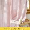 imageNICETOWN Pink Linen Curtains for Girls Room Tie Top Stripe Pattern Light Filtering Semi Sheer Window Treatments DIY Crafted Privacy for Bedroom W52 x L84 2 PanelsStriped Pink
