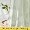 imageNICETOWN Pink Linen Curtains for Girls Room Tie Top Stripe Pattern Light Filtering Semi Sheer Window Treatments DIY Crafted Privacy for Bedroom W52 x L84 2 PanelsStriped Sage Green