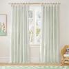 imageNICETOWN Pink Linen Curtains for Girls Room Tie Top Stripe Pattern Light Filtering Semi Sheer Window Treatments DIY Crafted Privacy for Bedroom W52 x L84 2 PanelsStriped Sage Green